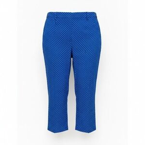 Talbots Hampshire Curvy Polka Dot Pants Women 22W Blue White Stretch Minimalist